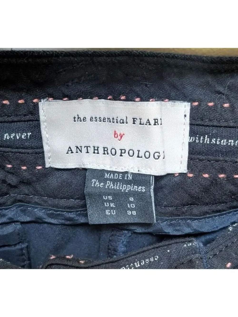 Anthropologie The Essential Flare Black Dress Pants Size 8 US